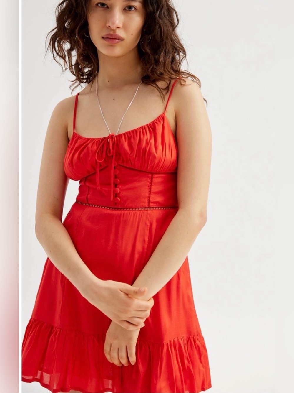 Urban Outfitters red Silva Rayon women’s milkmaid style casual mini dress